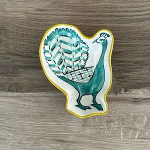 Anthropologie peacock shaped 6 inch trinket jewelry dish bowl
